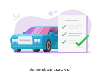 Car Vehicle Maintenance Inspection Checklist Review Report Vector, Auto Diagnostic Checkup List Form Document With Check Mark Ticks, Automobile Registration Fix Estimate, Analyzes State Test