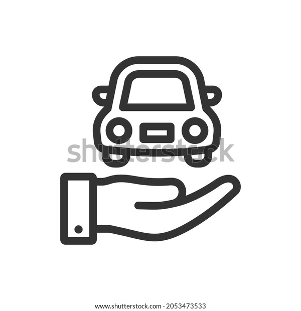 Car or vehicle on\
hand. Automotive service icon design isolated on white background.\
Vector illustration