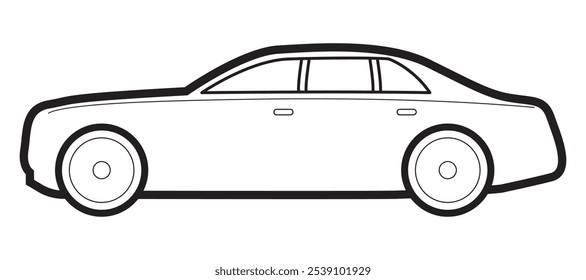Car or Vehicle outline icon in new style. Side view. Vector illustration.
