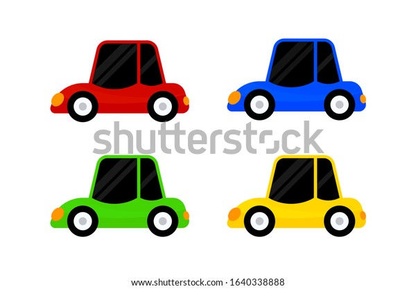 car vehicle red blue green yellow color isolated\
on white, clip art cartoon vehicle car cute for kid concept,\
illustration car toy for kids learning, auto car vehicle icon toy\
colorful, simple vehicle