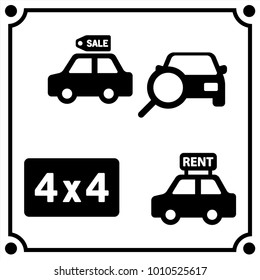 car vehicle rent sale set icon vector