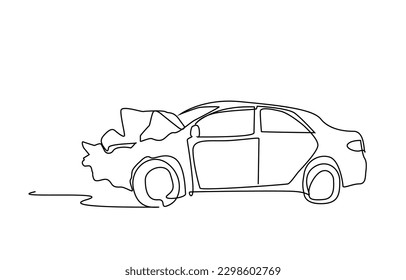 car vehicle road accident effect result line drawing