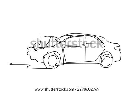 car vehicle road accident effect result line drawing