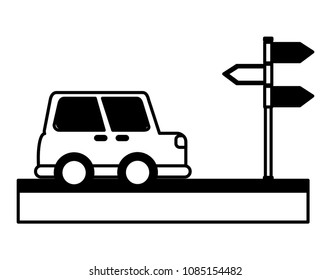 car vehicle sedan with arrows sign
