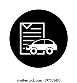 car vehicle silhouette with document icon vector illustration design