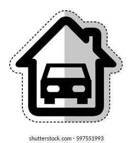 car vehicle silhouette in garage icon vector illustration design