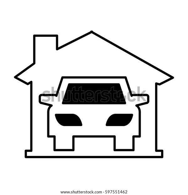 car vehicle silhouette in garage icon vector\
illustration design