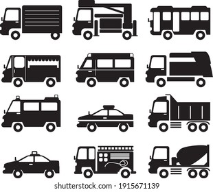 
Car vehicle silhouette illustration
set