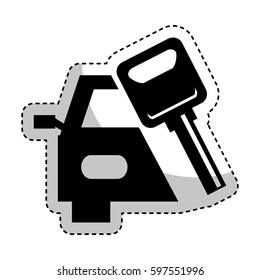 car vehicle silhouette with key icon vector illustration design