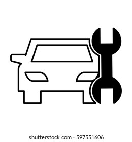 car vehicle silhouette with wrench icon vector illustration design