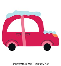Automobil mit Schneebild Vektorillustration