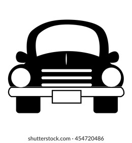 car vehicle transport black and white colors isolated flat icon