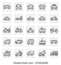 Car and vehicle vector icon set.