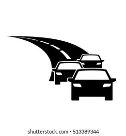 Car vehicles on the road icons vector.