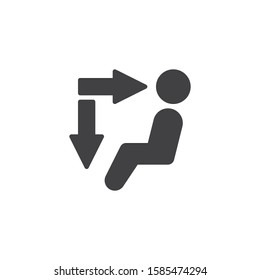 Car Vent Floor mode vector icon. Dashboard panel indicator filled flat sign for mobile concept and web design. Car air blow control glyph icon. Symbol, logo illustration. Vector graphics