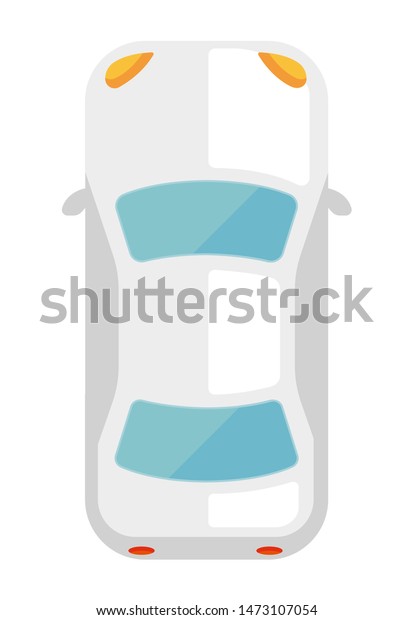 car (view from
above) vector flat icon /
white
