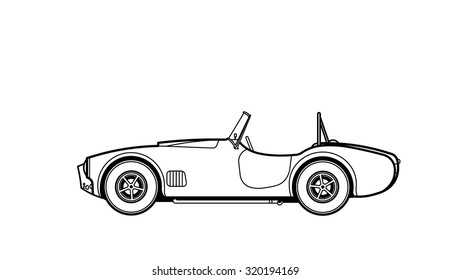 Car vintage cabrio line draw