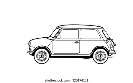 Car vintage  line draw