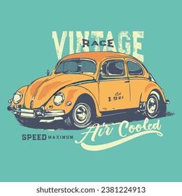 Car vintage race. stylish graphic t-shirt print vector illustration design. stylish t-shirt and apparel abstract design for cars. Vector print, typography, poster. Global swatches