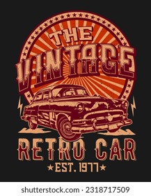 Car vintage retro vector classic t-shirt design