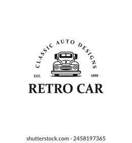 car vintage vector logo. white background