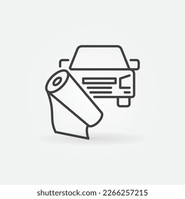 Car Vinyl Wrapping Vektorkonzept minimal Symbol oder Zeichen in dünner Linie Stil