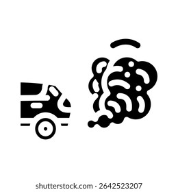 car visible exhaust fumes air pollution glyph icon vector. car visible exhaust fumes air pollution sign. isolated symbol illustration