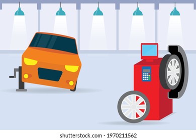 Car vulcanization with equipment for changing tires