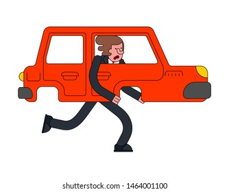 Car is walking. Car with legs