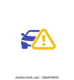 car and warning icon on white