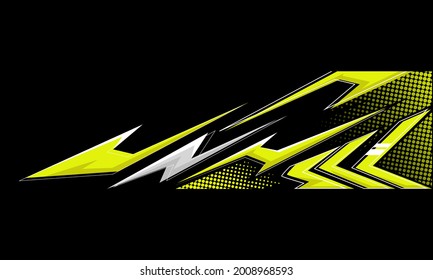 Car Warp Decal Design Vector, Stylish Sports Background With Geometric Sharp Shapes