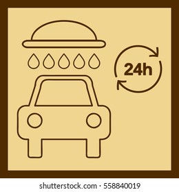 car wash 24 hours vector icon 