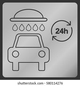 car wash 24 hours vector icon 