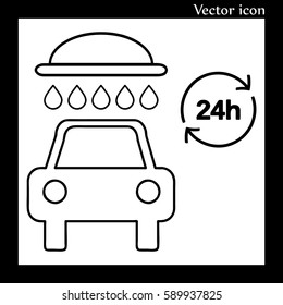 car wash 24 hours vector icon 