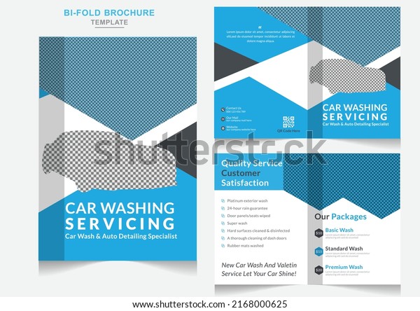 Car wash agency\
business Bi-fold brochure cleaning service brochure design, bifold\
brochure template\
