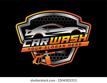 car wash auto detailing vector logo spa automotive automobile logo design template isolated on black background modern design