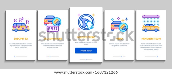 Car Wash\
Auto Service Onboarding Mobile App Page Screen Vector. Automatical\
Car Wash Building And Equipment, Cleaning Liquid Bottle And Air\
Freshener Color Contour\
Illustrations