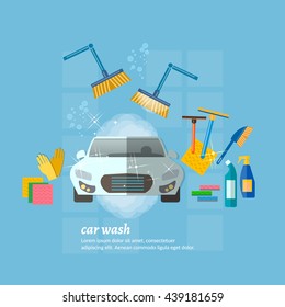 Car wash automatic car washing machine vector illustration 