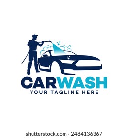 car wash and automobile detailing logo design template