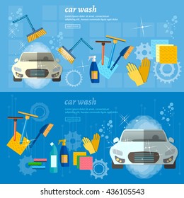 Ilustración vectorial de lavado automático de coches