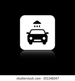 Car wash - black vector icon on the white button