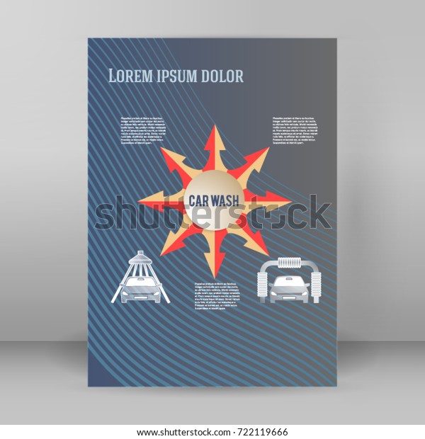 Car wash blue light background with icons design\
elements. Modern business presentation template for car-wash cover\
brochure. Abstract vector illustration eps 10 can be for flyer\
layout, web banner