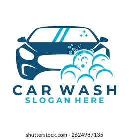 Lavado de coches con jabón de burbujas logo diseño Vector Plantilla