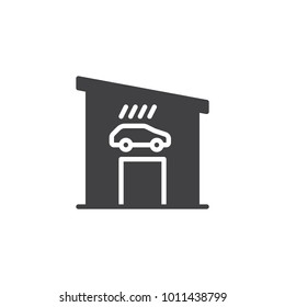 Car wash building icon vector, filled flat sign, solid pictogram isolated on white. Symbol, logo illustration.