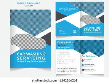 Car wash business Bi-fold brochure cleaning service brochure design, bifold brochure template