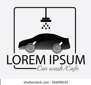 Car Wash with cafe Vector Logo Template
