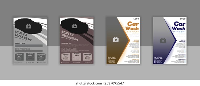 Car wash car care, rent, repair, servicing, wax, detailing, bubbles, foam, soap, auto, maintenance, drive, discount, graphic, garage, layout, graphic, engine, sale, print ready a4 eps file template.