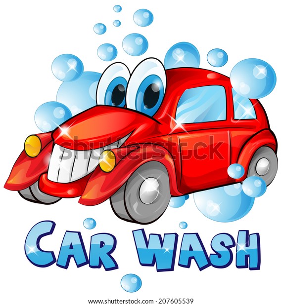 car wash\
cartoon isolated on white\
background