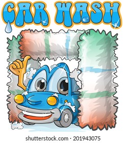 car wash cartoon on white background