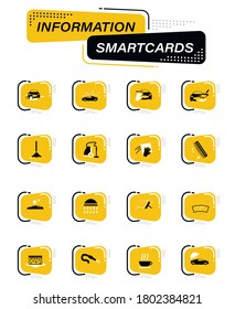 Car wash color vector icons on information smart cards for user interface design